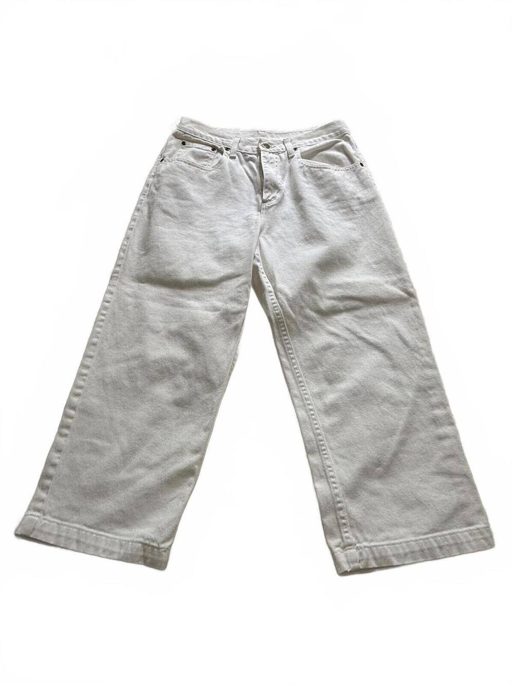 LL BEAN Womens SZ 8 White‎ Cropped  100% Cotton Jeans Nautical Preppy